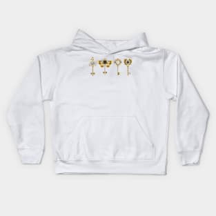 Antique gold keys with dials Kids Hoodie